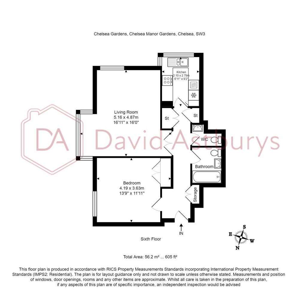 1 bedroom flat to rent - floorplan