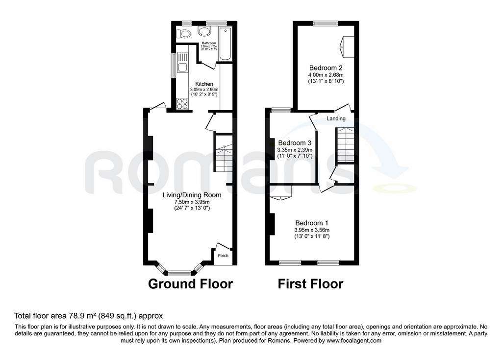 3 bedroom terraced house to rent - floorplan