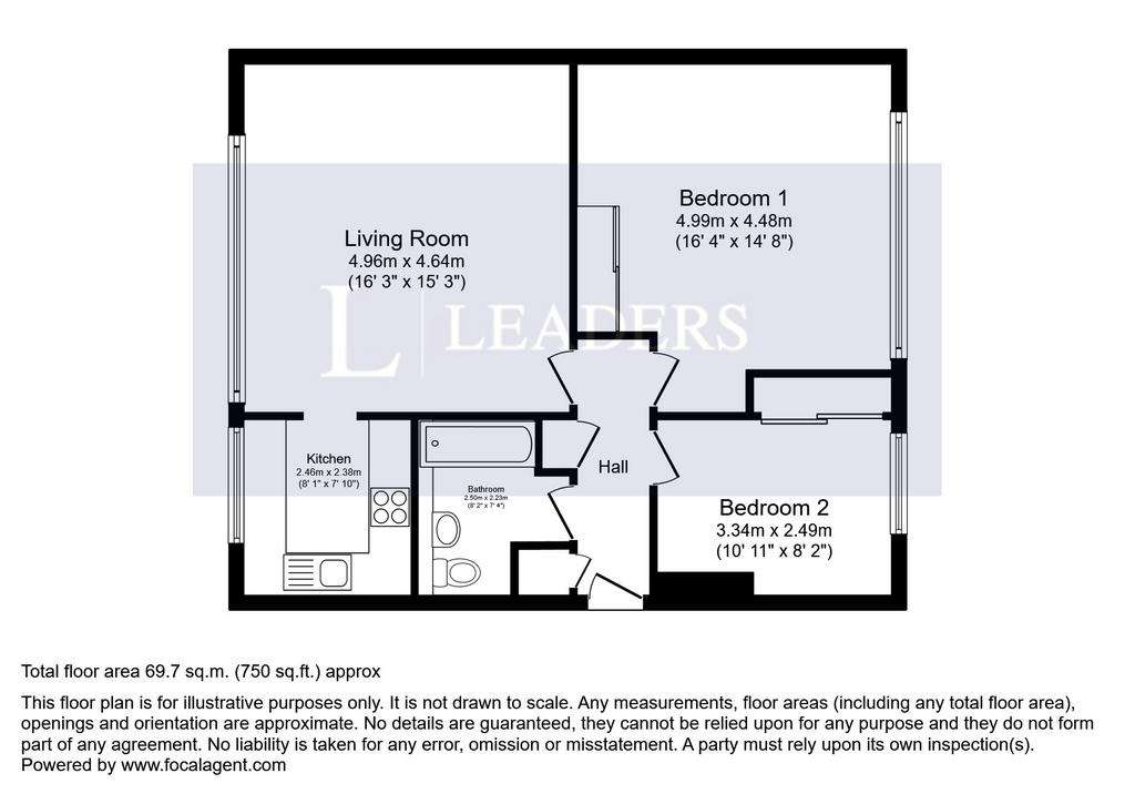 2 bedroom flat to rent - floorplan