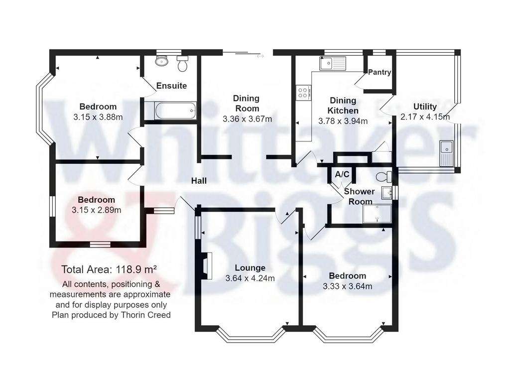 3 bedroom detached bungalow for sale - floorplan