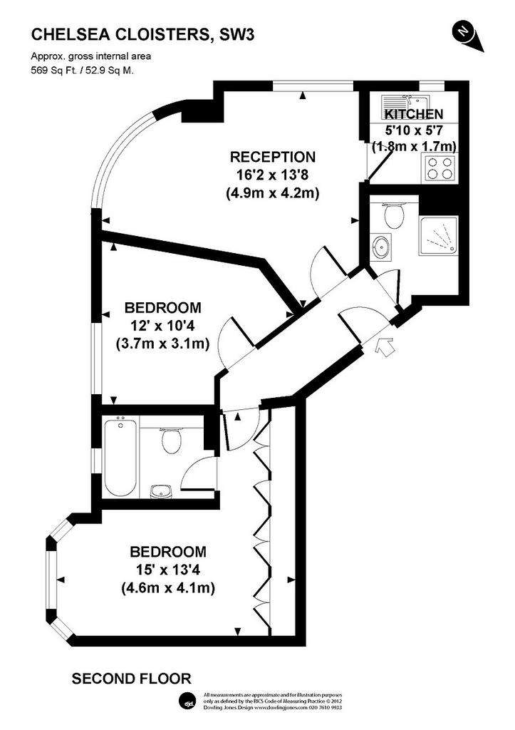 2 bedroom flat to rent - floorplan