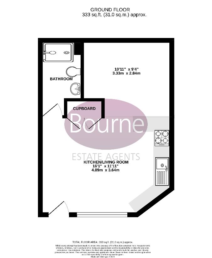 Studio flat for sale - floorplan