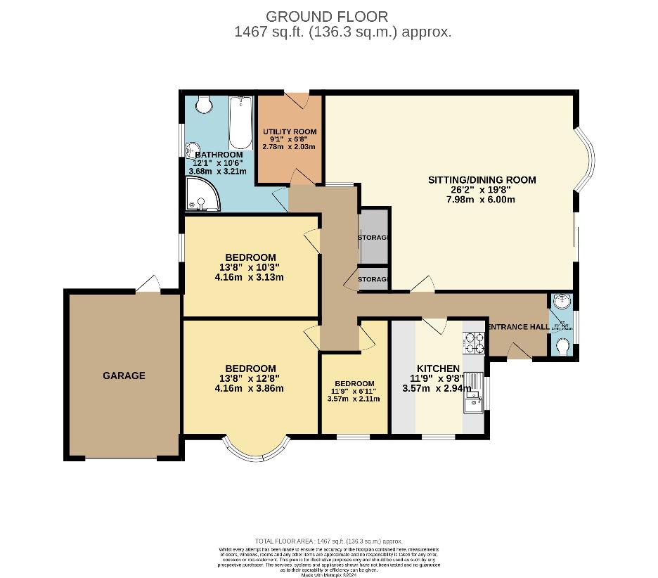 3 bedroom bungalow for sale - floorplan