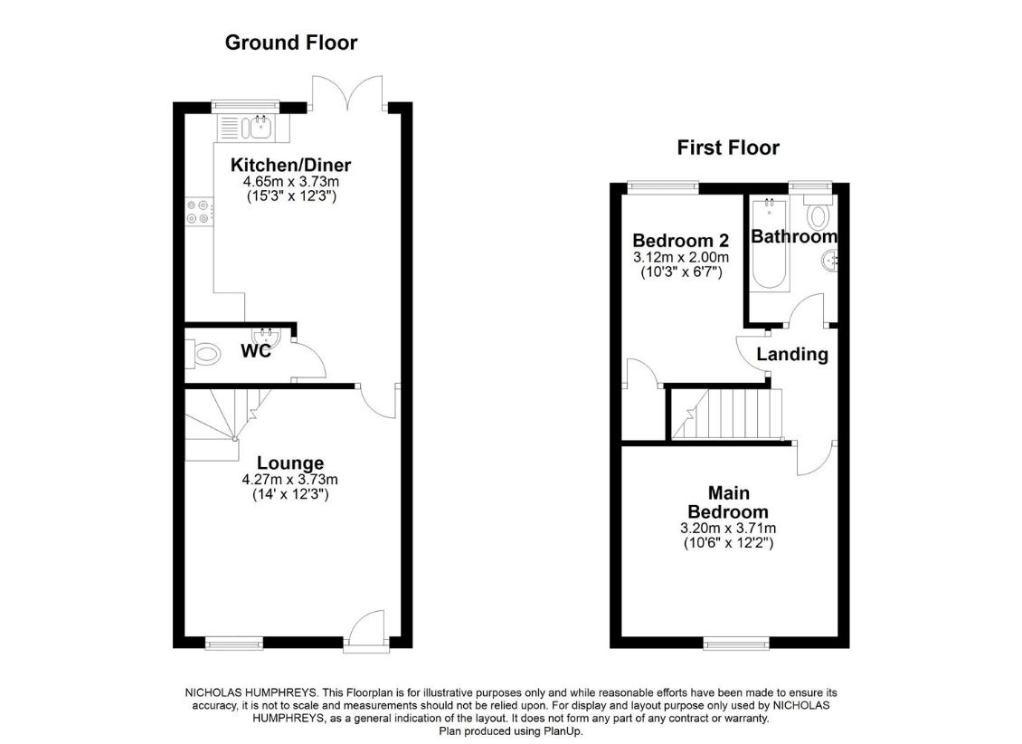 2 bedroom terraced house for sale - floorplan