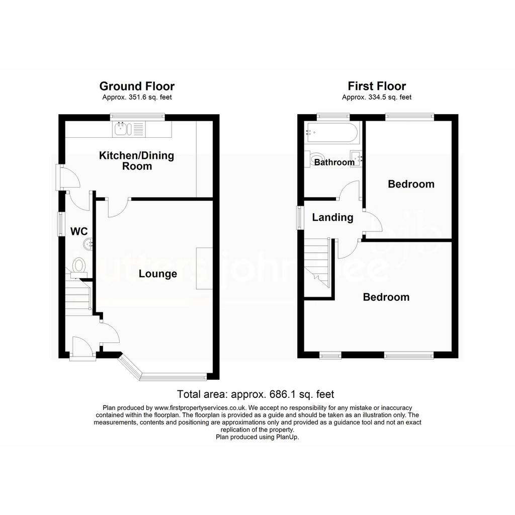 2 bedroom semi-detached house for sale - floorplan