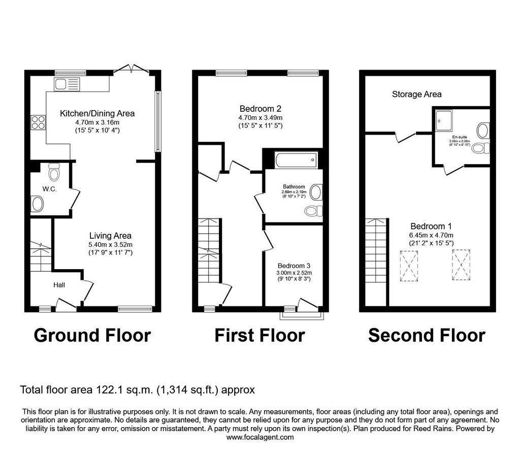 3 bedroom end of terrace house to rent - floorplan