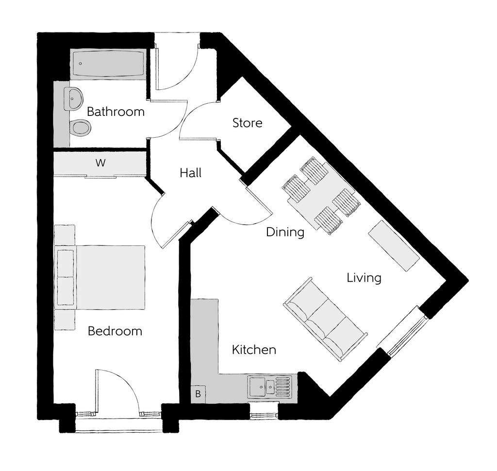 1 bedroom flat for sale - floorplan