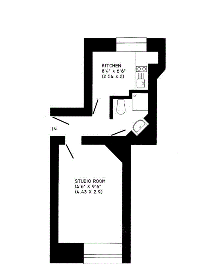 Studio flat to rent - floorplan