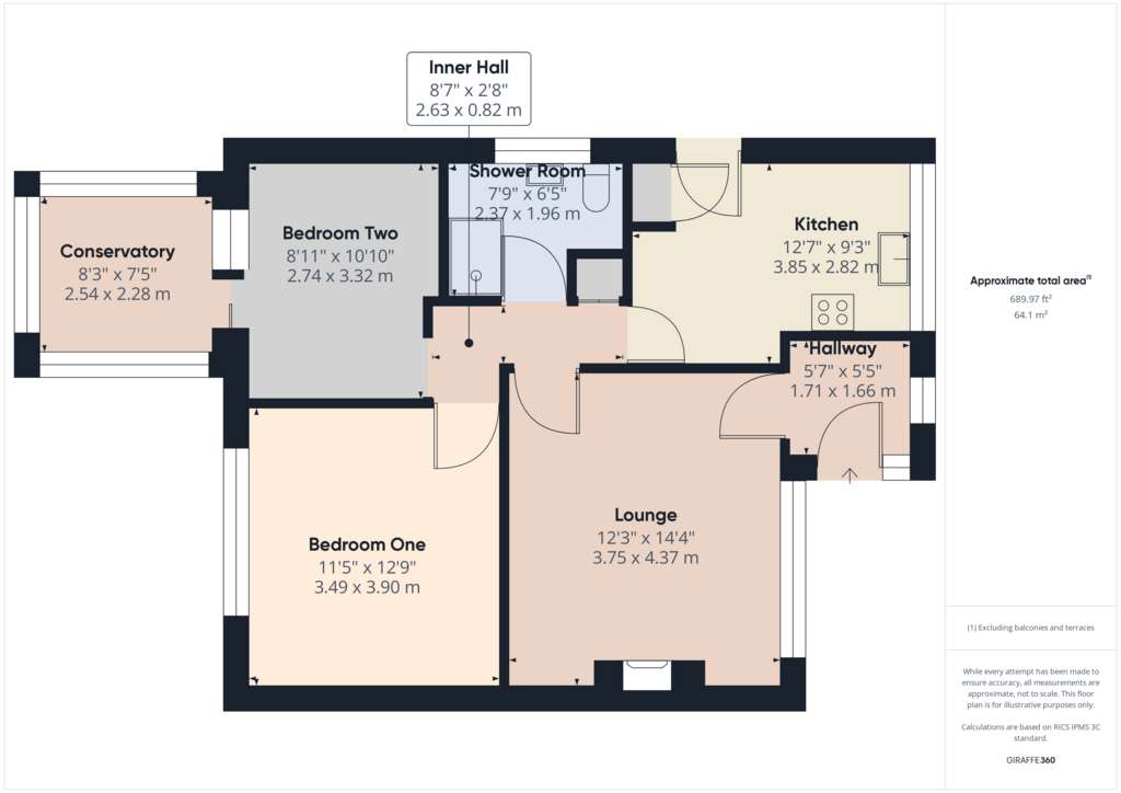 2 bedroom semi-detached bungalow for sale - floorplan