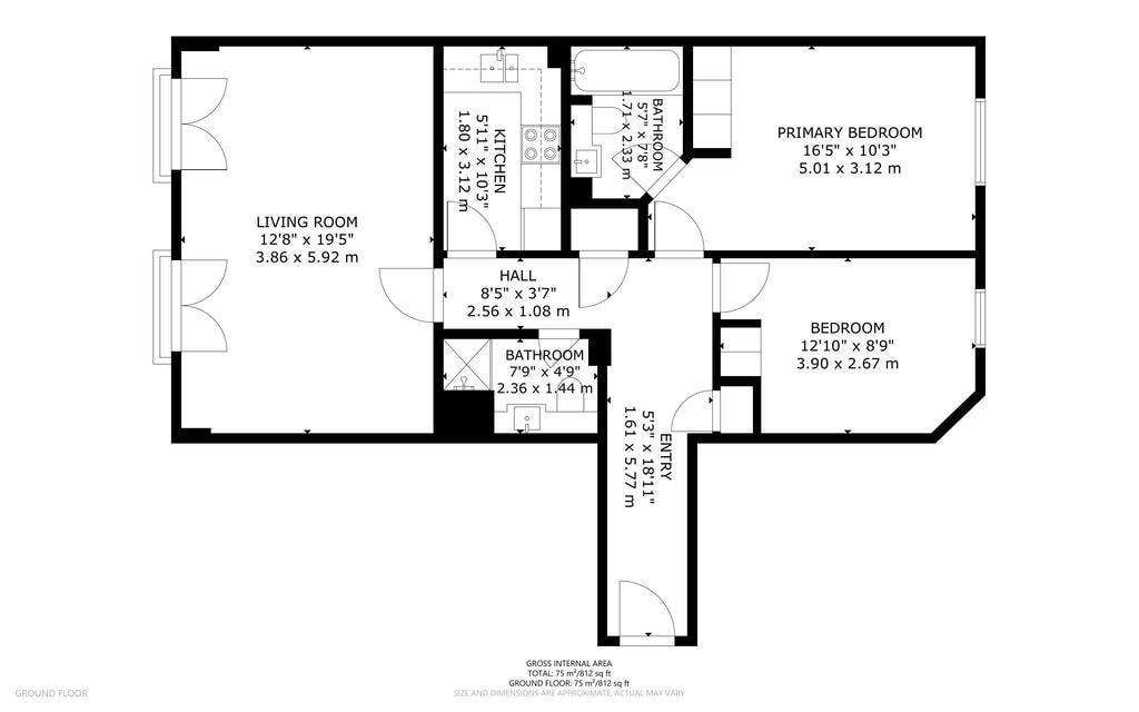 2 bedroom flat to rent - floorplan