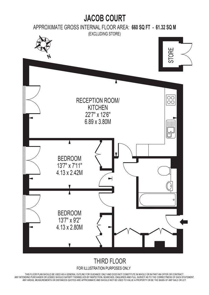 2 bedroom flat to rent - floorplan