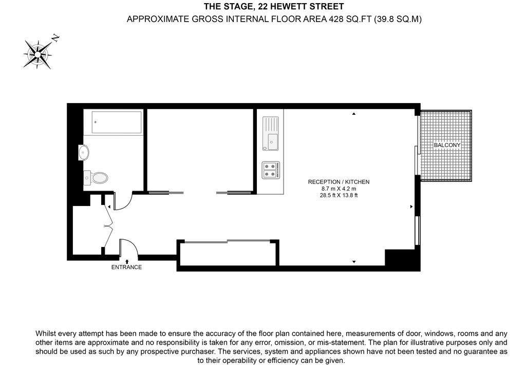 Studio flat to rent - floorplan