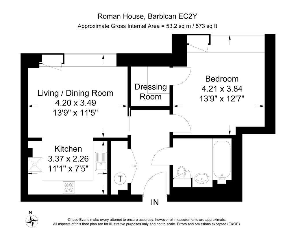 1 bedroom flat to rent - floorplan