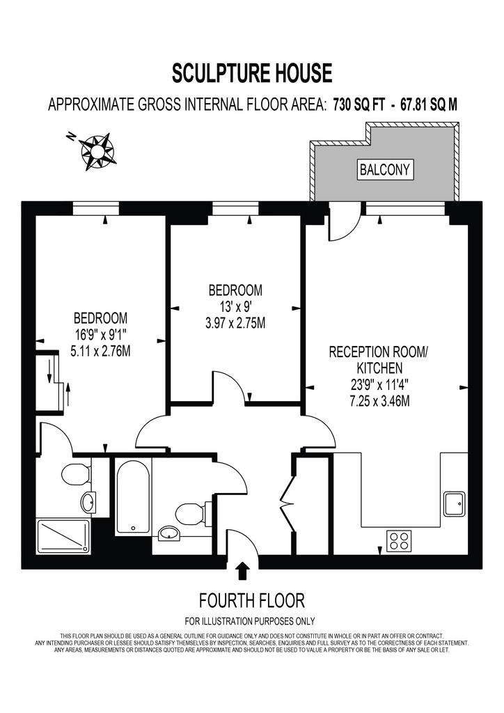 2 bedroom flat to rent - floorplan