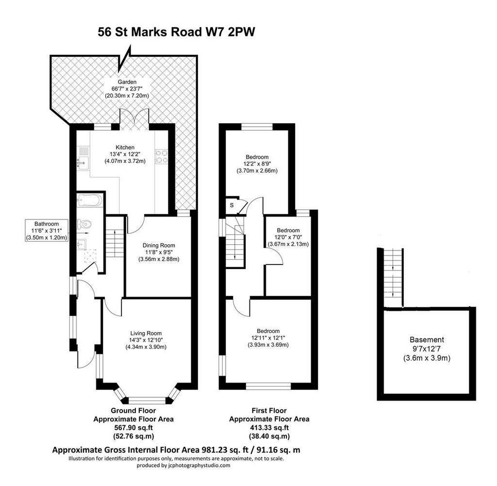 3 bedroom semi-detached house for sale - floorplan