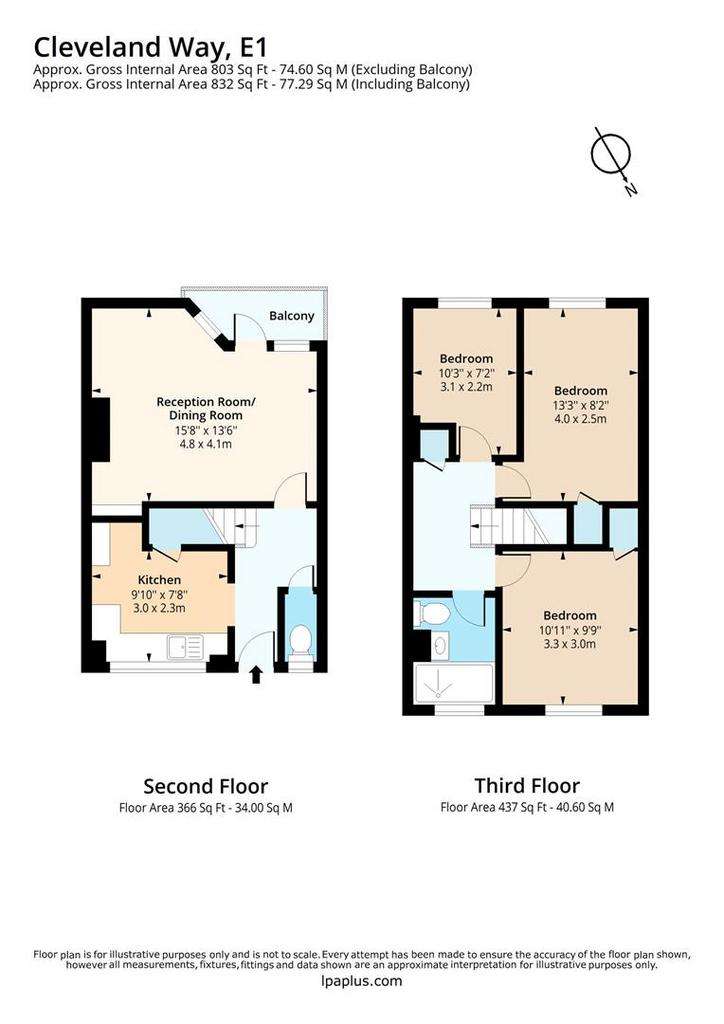 3 bedroom flat to rent - floorplan