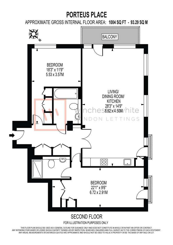 2 bedroom flat to rent - floorplan