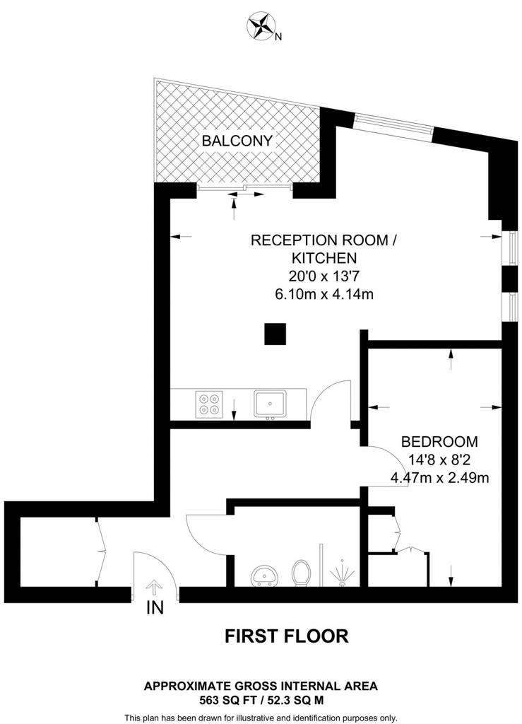 1 bedroom flat to rent - floorplan