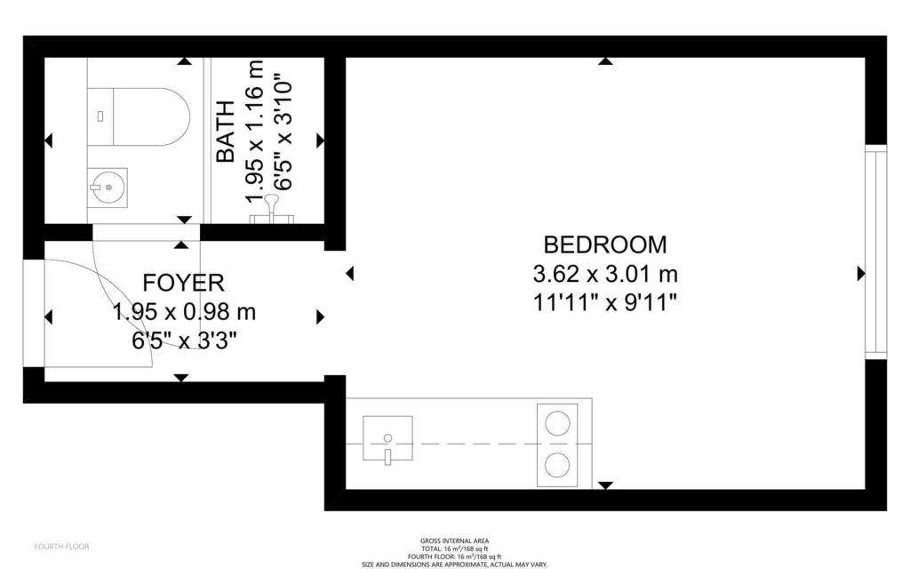 Studio flat to rent - floorplan