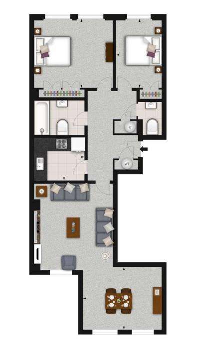 2 bedroom flat to rent - floorplan