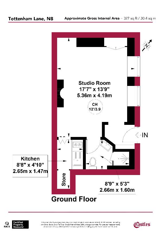 Studio flat for sale - floorplan