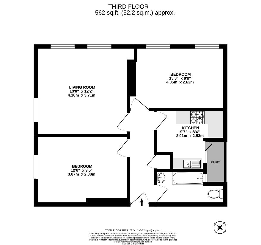 2 bedroom flat for sale - floorplan