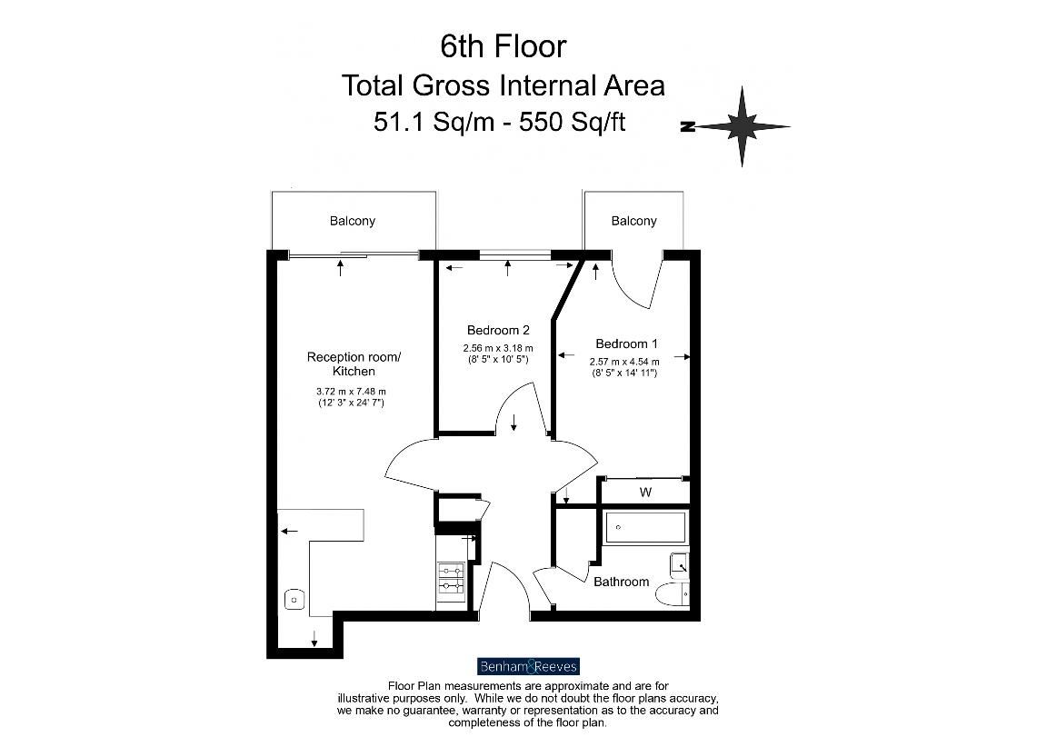 2 bedroom flat for sale - floorplan