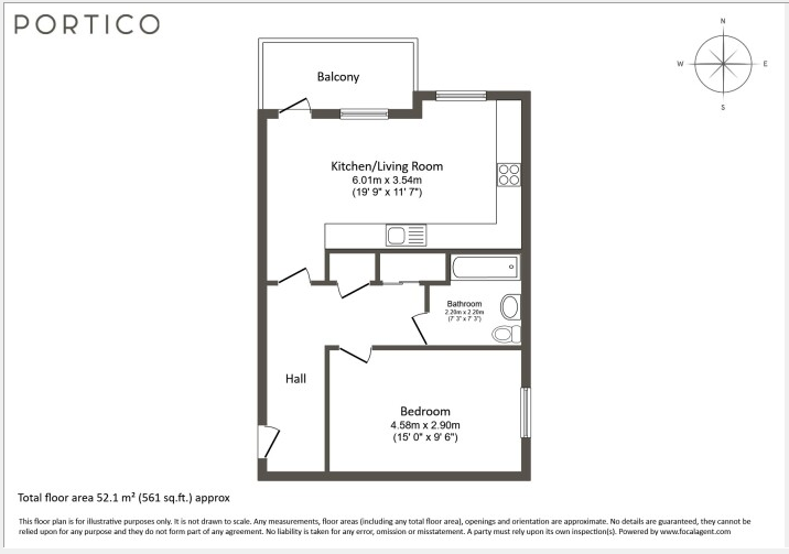 1 bedroom flat for sale - floorplan