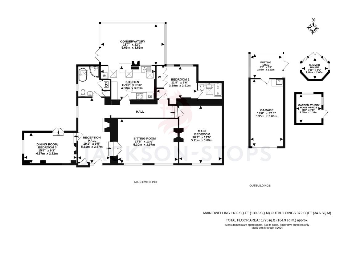 3 bedroom bungalow for sale - floorplan