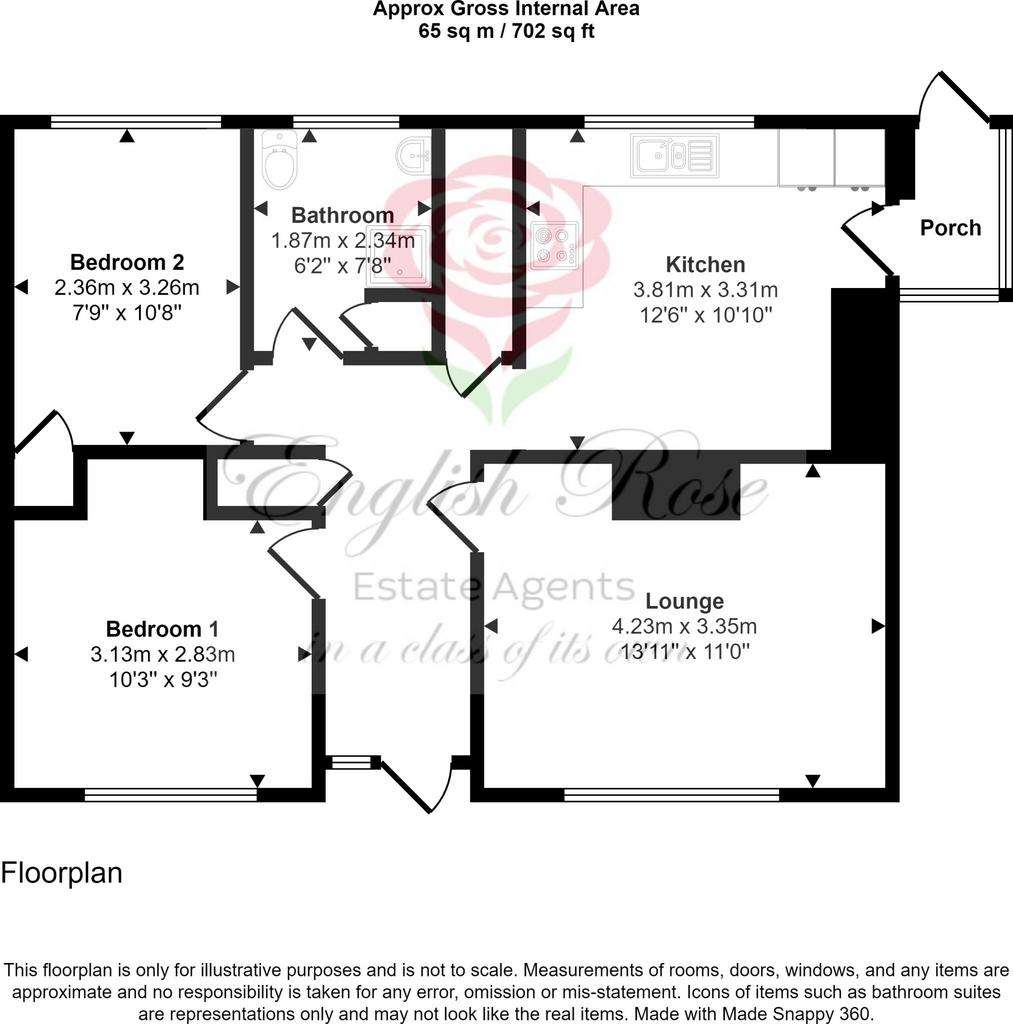 2 bedroom bungalow for sale - floorplan