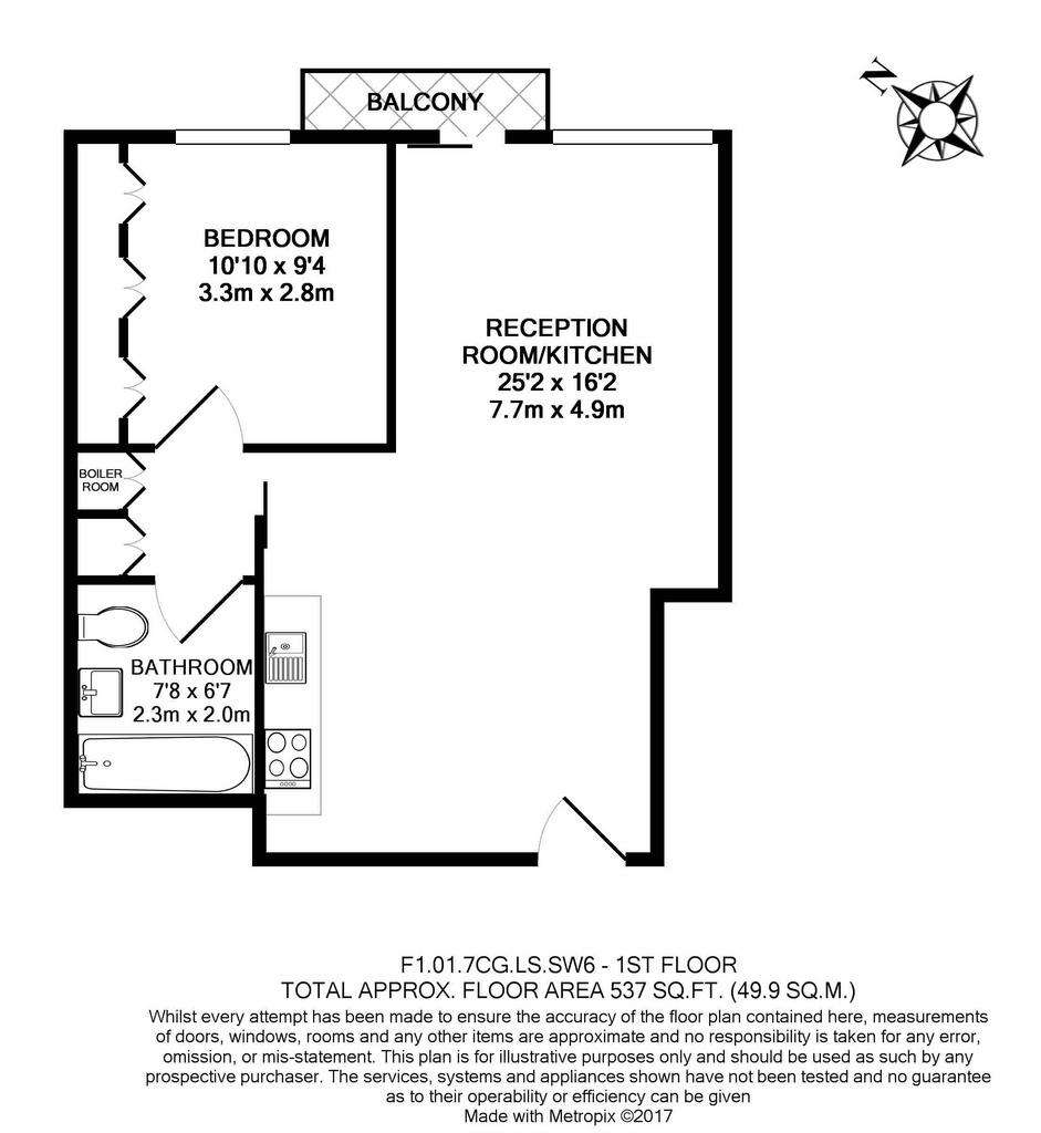 1 bedroom flat to rent - floorplan