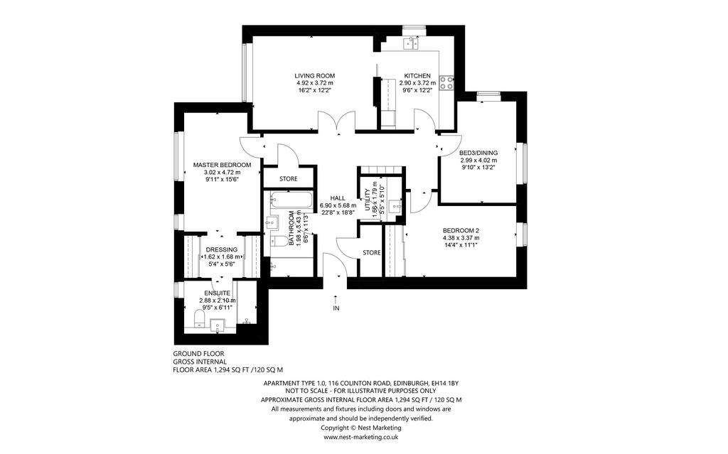 3 bedroom flat for sale - floorplan