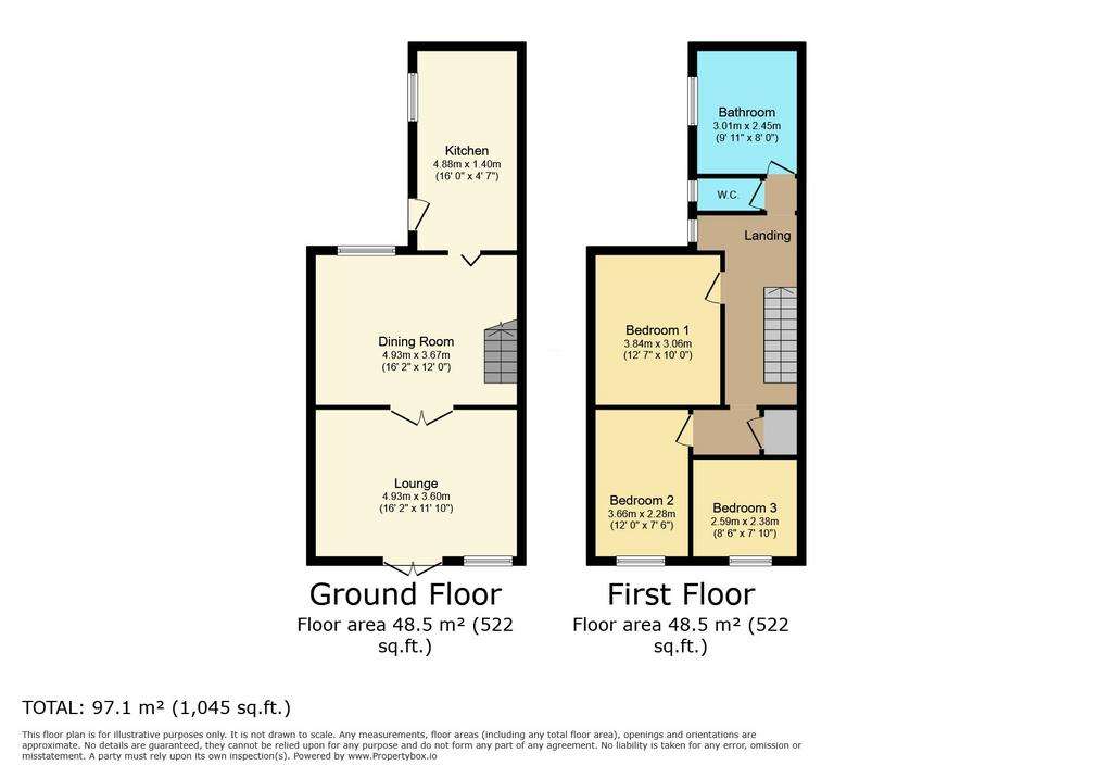 3 bedroom terraced house for sale - floorplan