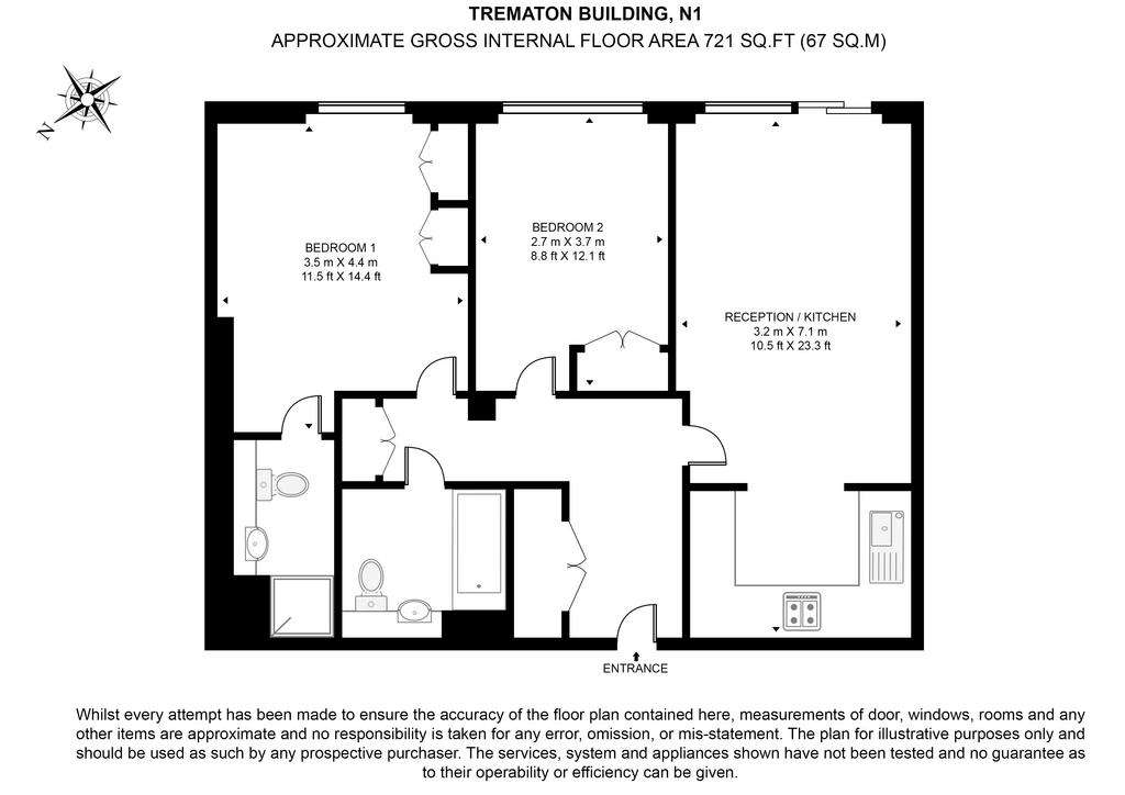 2 bedroom flat to rent - floorplan