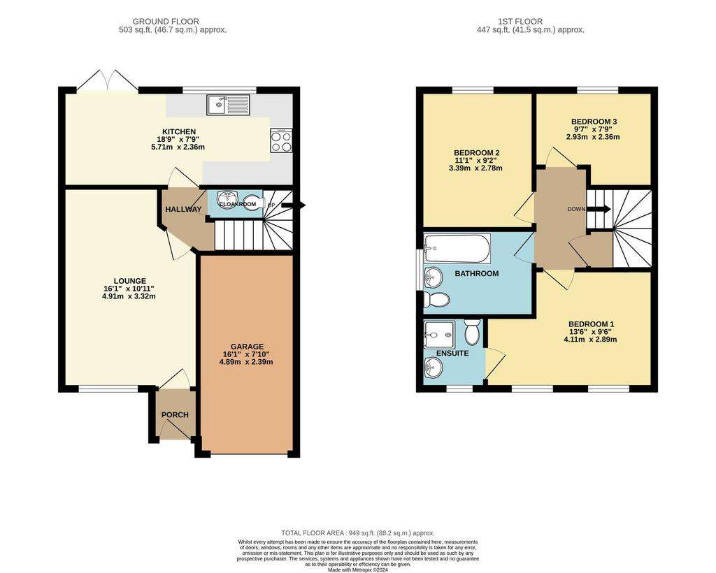 3 bedroom semi-detached house for sale - floorplan