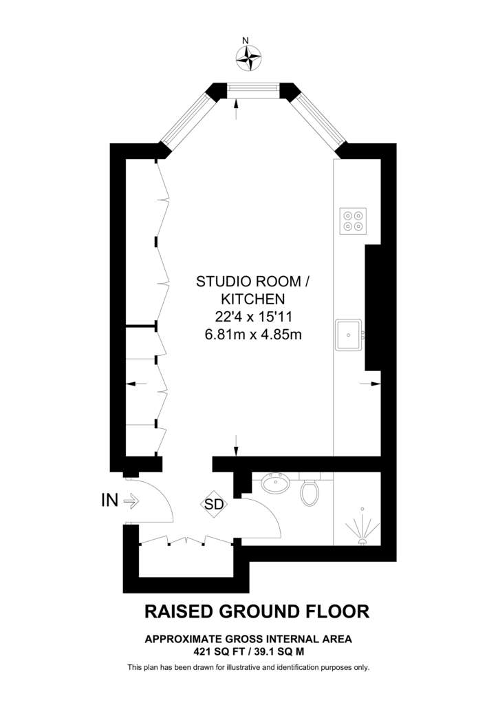 Studio flat to rent - floorplan