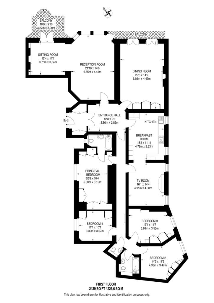 4 bedroom flat to rent - floorplan