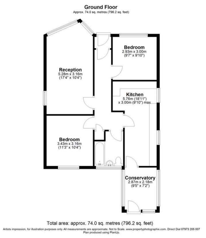 2 bedroom bungalow for sale - floorplan