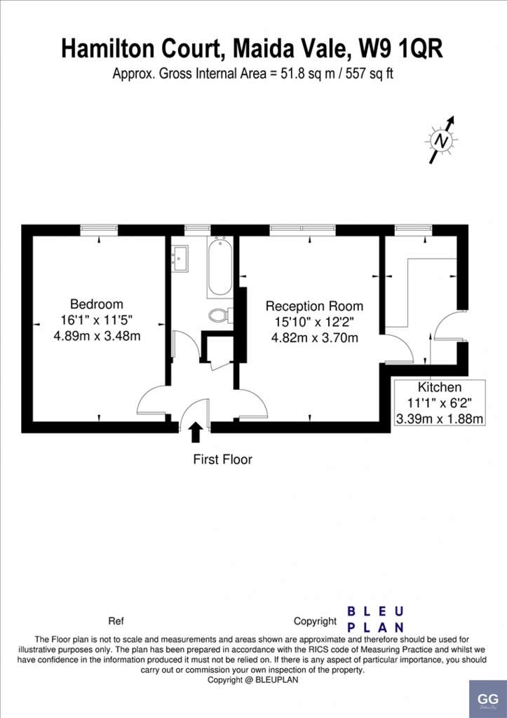 1 bedroom flat to rent - floorplan