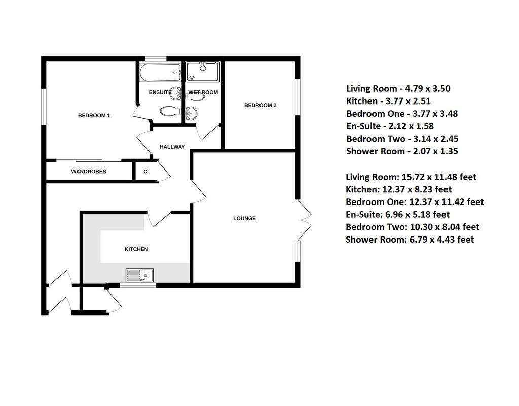 2 bedroom bungalow for sale - floorplan