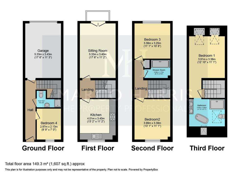 4 bedroom town house for sale - floorplan