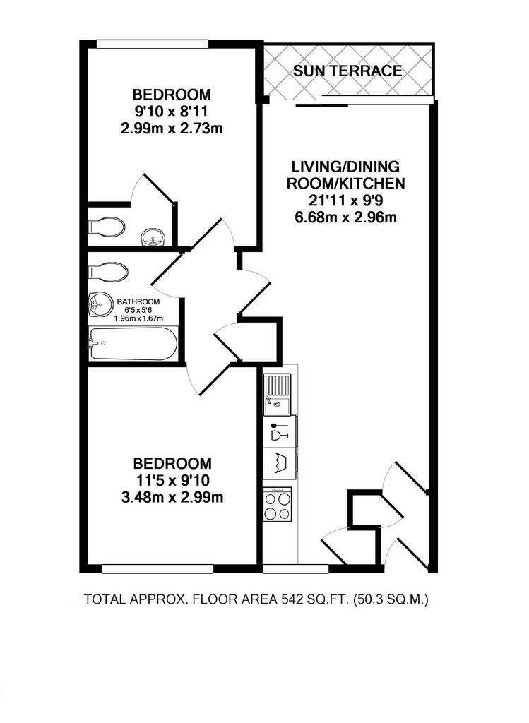 2 bedroom flat for sale - floorplan