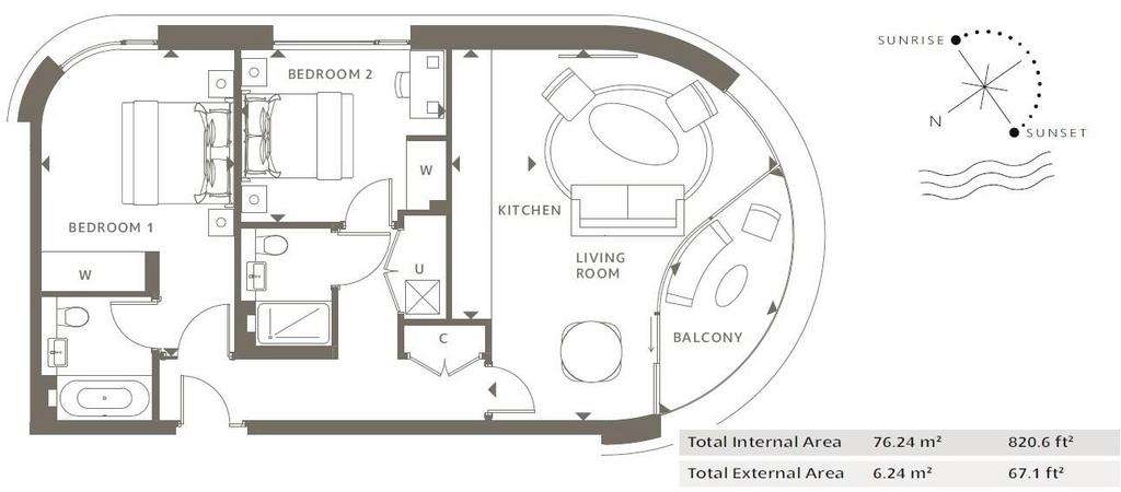 2 bedroom flat to rent - floorplan