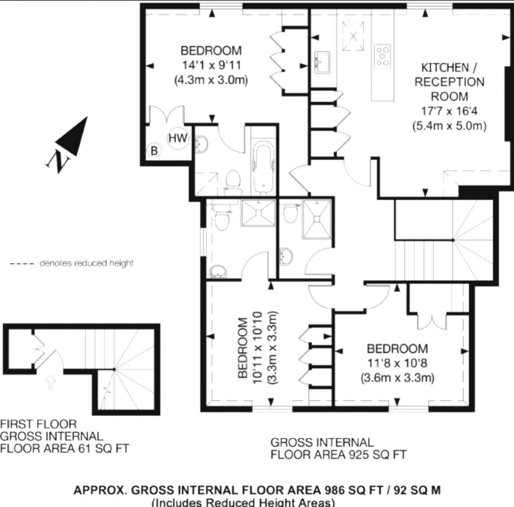 3 bedroom flat to rent - floorplan