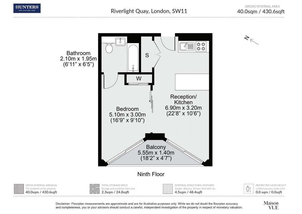 Studio flat to rent - floorplan