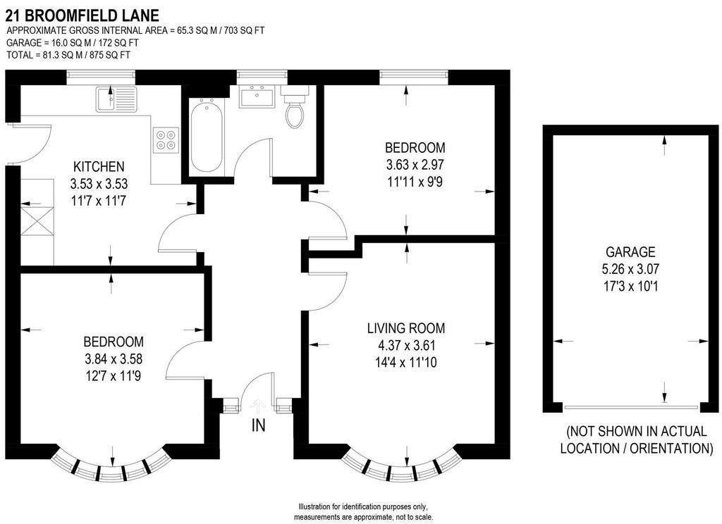 2 bedroom detached bungalow for sale - floorplan