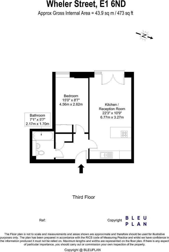 1 bedroom flat to rent - floorplan