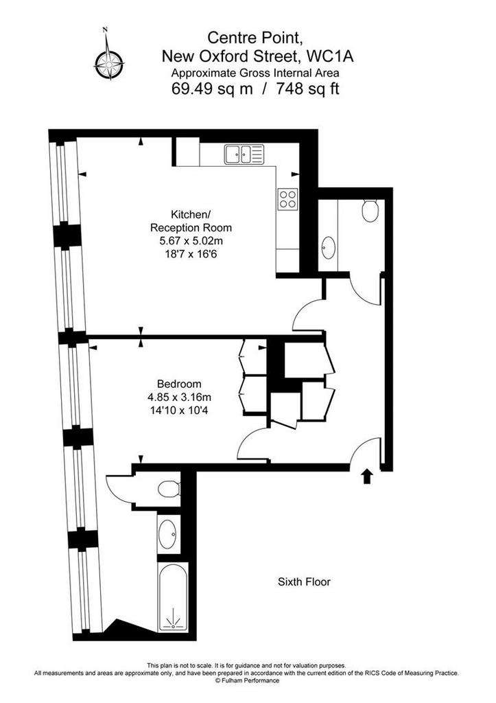 1 bedroom flat to rent - floorplan