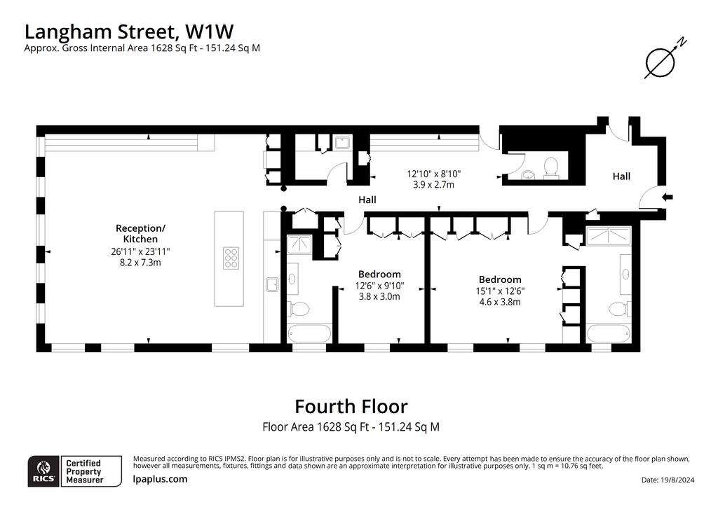 2 bedroom flat to rent - floorplan