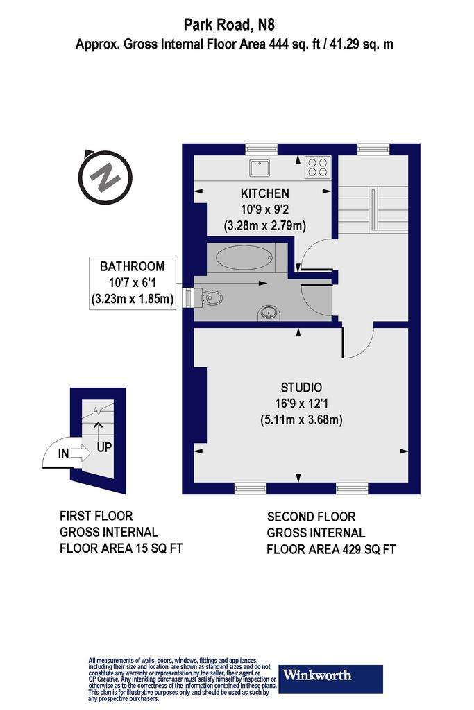 Studio flat for sale - floorplan